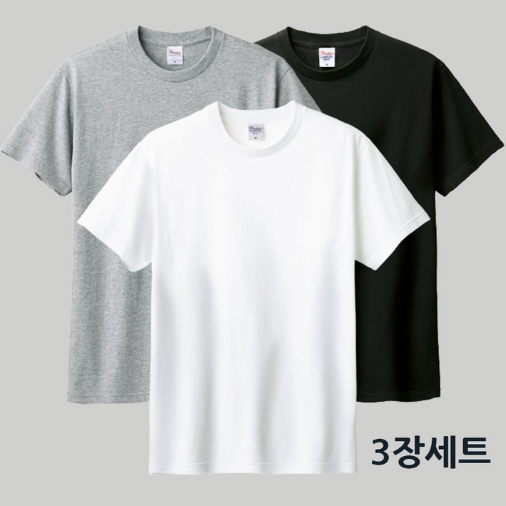 완티 111 남녀공용 17수 라운드 반팔 면티 3장
