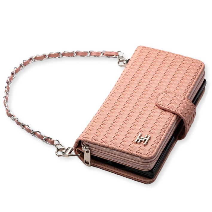 갤럭시 S26 울트라 지갑 케이스 위빙 가죽 패턴 지퍼 월렛 메쉬 휴대폰 다이어리