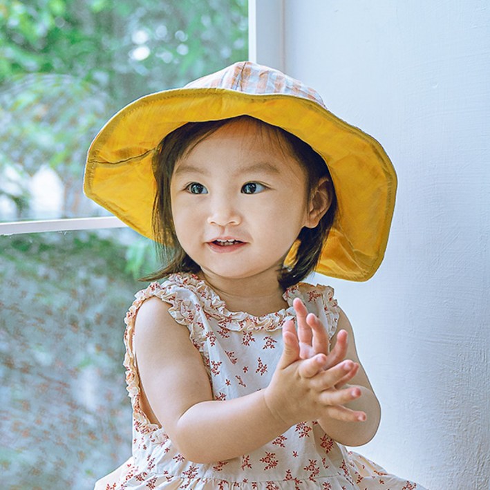 돌아기 유아 와이어 양면 벙거지 모자 (1세-6세)