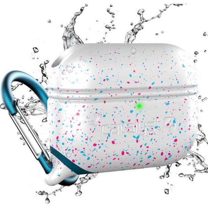 에어팟 프로 2세대 1세대용 촉매 방수 케이스 - 무선 USB-C 충전 호환 원피스 디자인 카라비너 포함 고