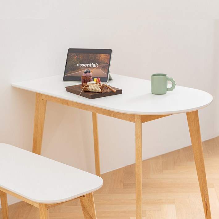 싯존 원목식탁카페테이블 반원형 1000X600mm, 화이트 싯존 원목식탁카페테이블 반원형 1000X600mm, 화이트