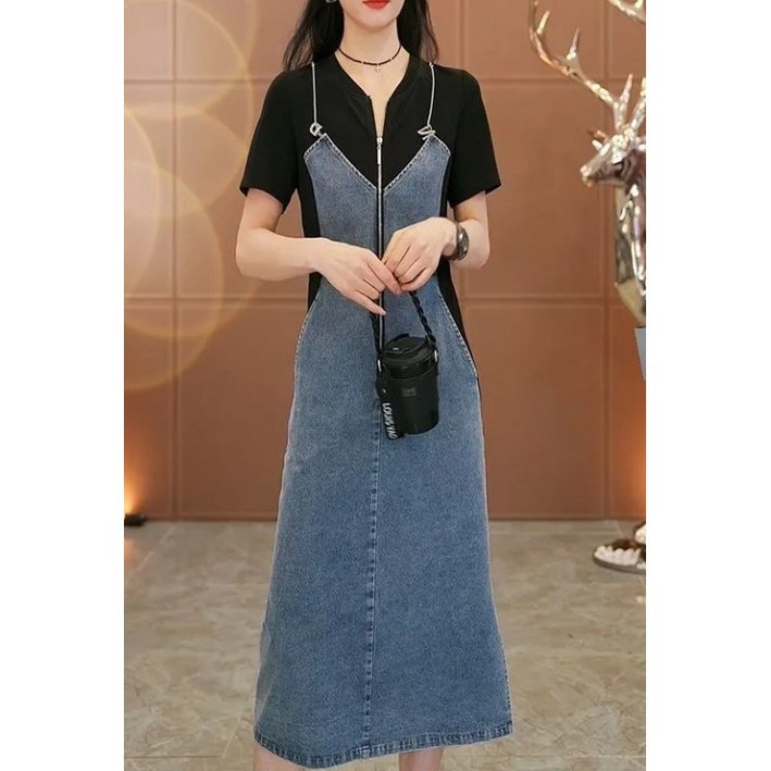 유숀 데님원피스 발팔원피스 시나엣원피스