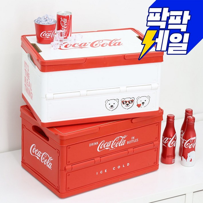 코카콜라 공식인증 상품 캠핑용 폴딩박스 화이트/레드, 1개, 1단, COCO-PB20W(화이트)