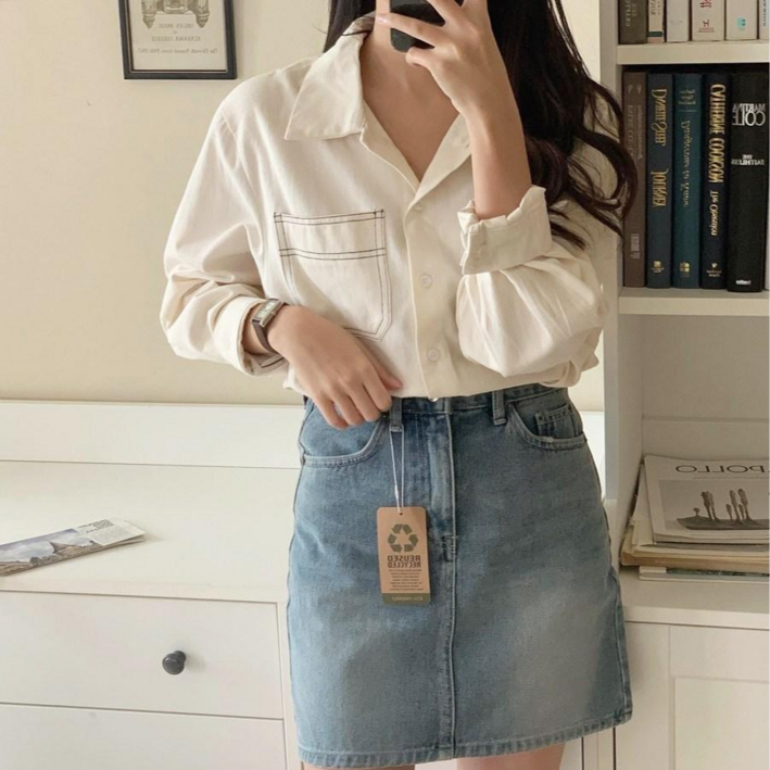 1015마켓데일리포인트시크 원포켓 셔츠