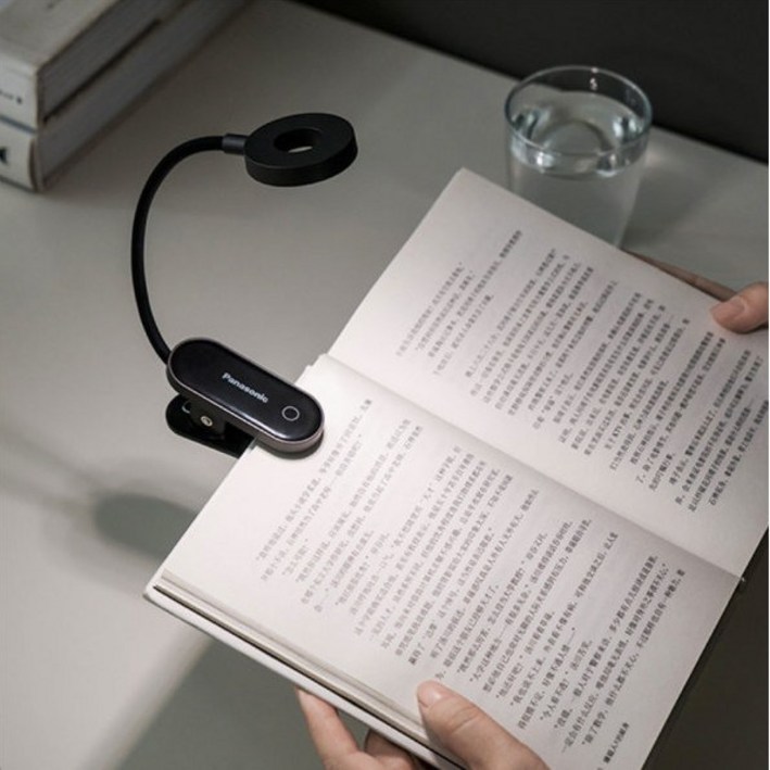 파나소닉 LED스탠드 3W 집게형 자석형 USB충전식 휴대용 독서등 무드등 취침등, 블랙