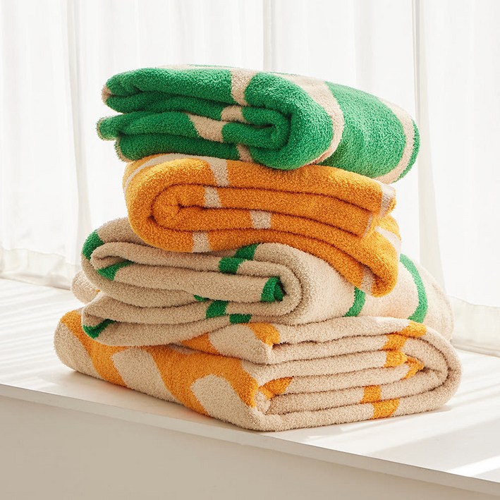 더보드라 카스테라 시트러스 모찌블랭킷 수건담요 소파블랭킷 테리담요, 1개, 오렌지