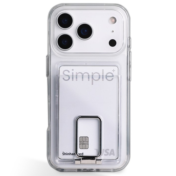 끼움 변색 없는 가로 세로 스탠드 링 슬림 카드 2장 투명 아이폰 케이스