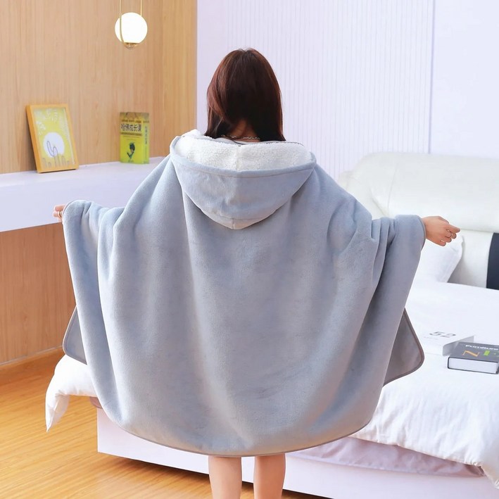 해피월드샵 가을 겨울  낮잠 후드 똑딱이 담요 휴대용 오피스 회사 다기능 극세사 무릎 덮개