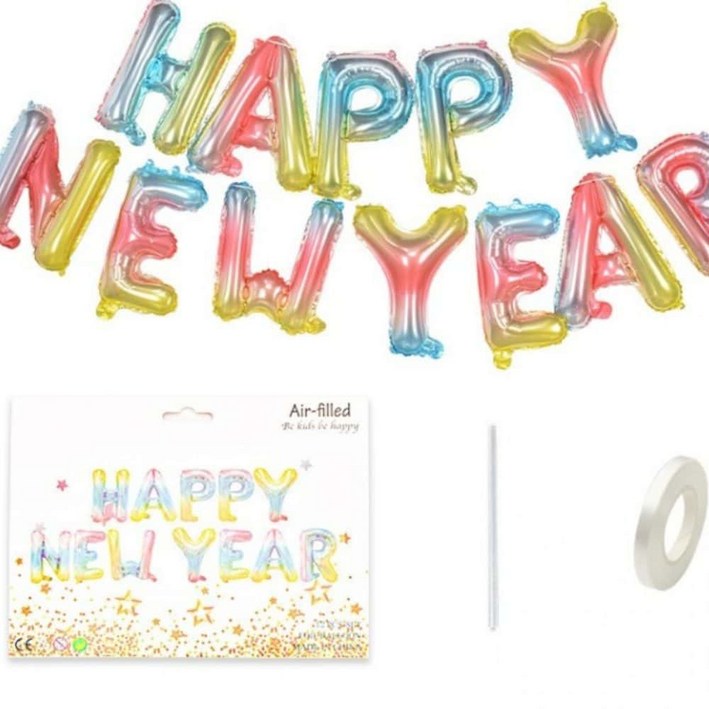 새해맞이 해피뉴이어 반짝 실버 골드 장식 축하 신년 글자