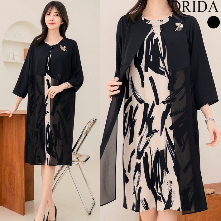 엄마옷 드리다 봄 여름 패턴 쉬폰 가디건 정장 빅사이즈 원피스 고급 4050대 중년여성 상견례 하객 출근