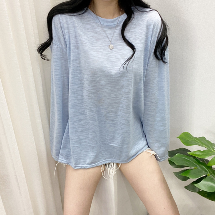 메이 긴팔 슬라브 박스 티셔츠
