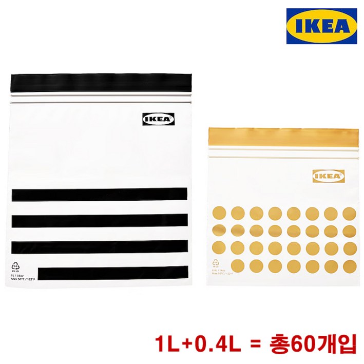 주에이스샵 2종 지퍼백 0.4L1L  1L1L 위생백 지퍼 소형, 혼합, 1개, 60개