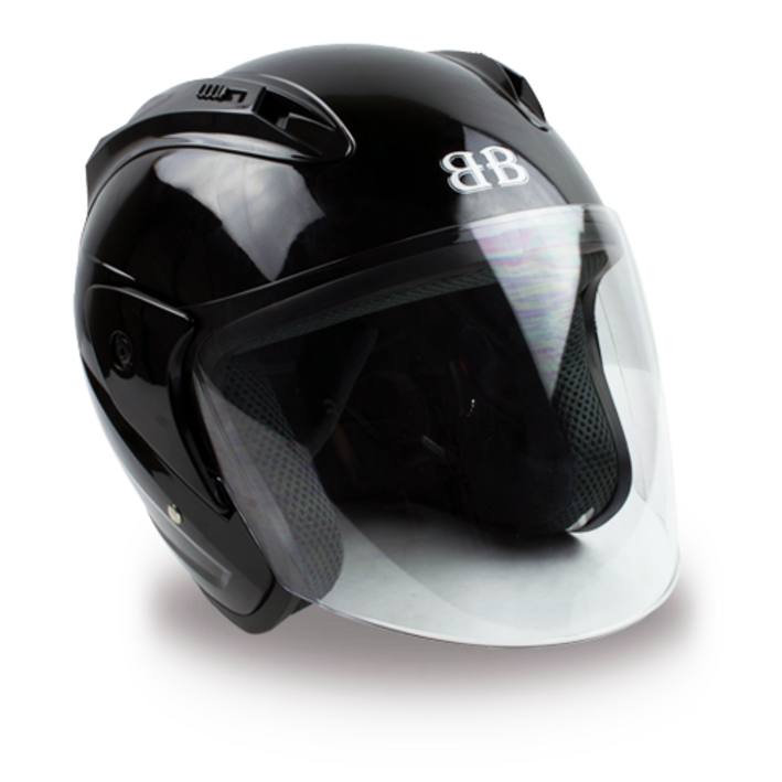 BANCY 오픈페이스 오토바이 헬멧 투명실드 Y1, 유광블랙