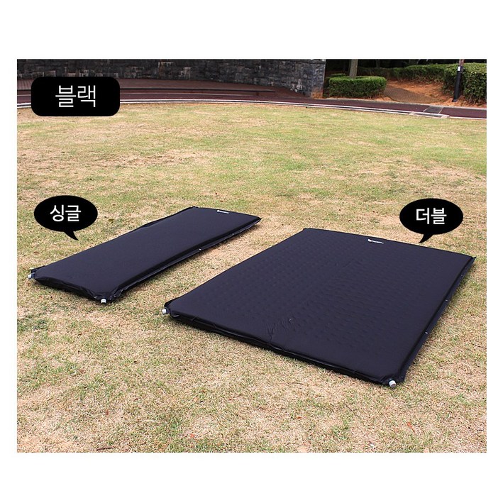 하베누 자동충전 양면매트 8CM 에어쿠션 싱글 더블 야외 차박 캠핑 에어 자충 매트, 블랙