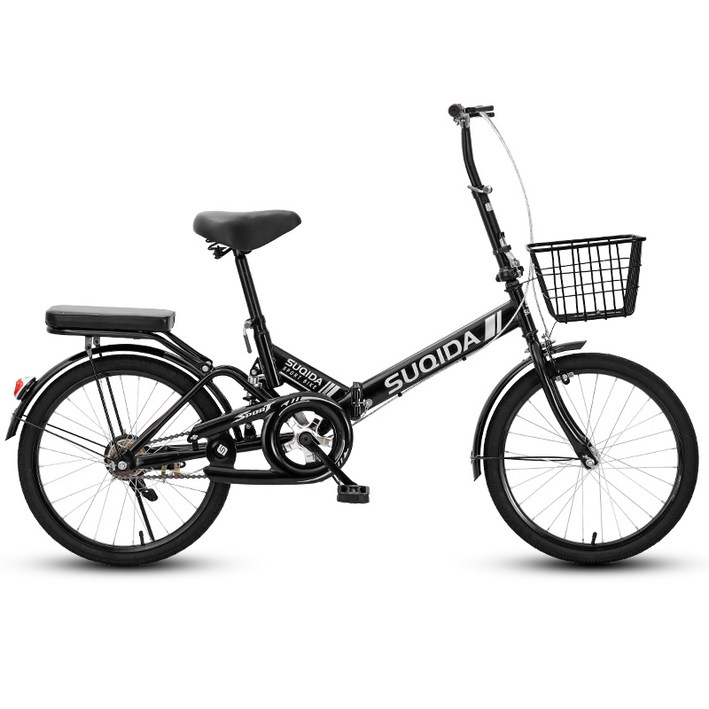 [HOTAX] 세련된 클래식 접이식 미니벨로 자전거 출퇴근 경량 미니 폴딩 바구니 마트, 프리미엄-블랙(서스펜션) 노인자전거