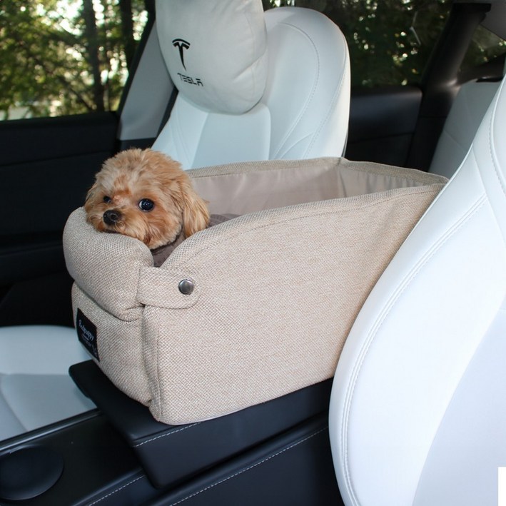 개과천선 E나 콘솔 강아지 카시트 드라이빙킷 풀커버 애견 반려동물 소형견 외출용품 이동장 차시트, 오트 베이지, 1개