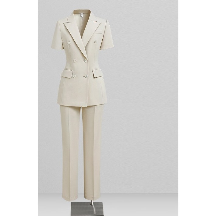 그루밍 grooming 2025 신 오피스룩 시크한 통근 여름 반팔 정장 세트