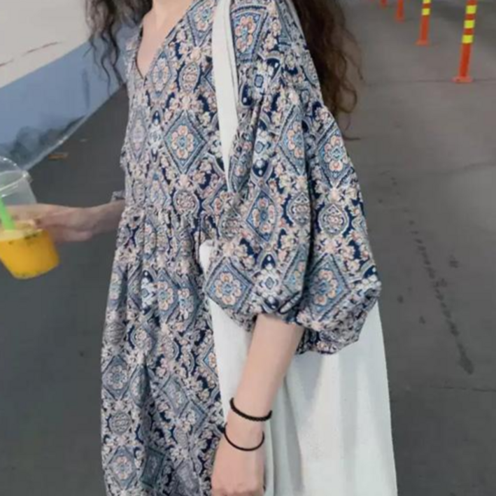퀸앤조이 히피풍 에스닉 퍼프소매 롱원피스 퀸앤조이 히피풍 에스닉 퍼프소매 롱원피스