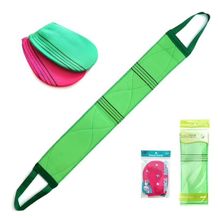 이태리 때타올세트 등타올1개+때장갑2개(그린1+레드1)