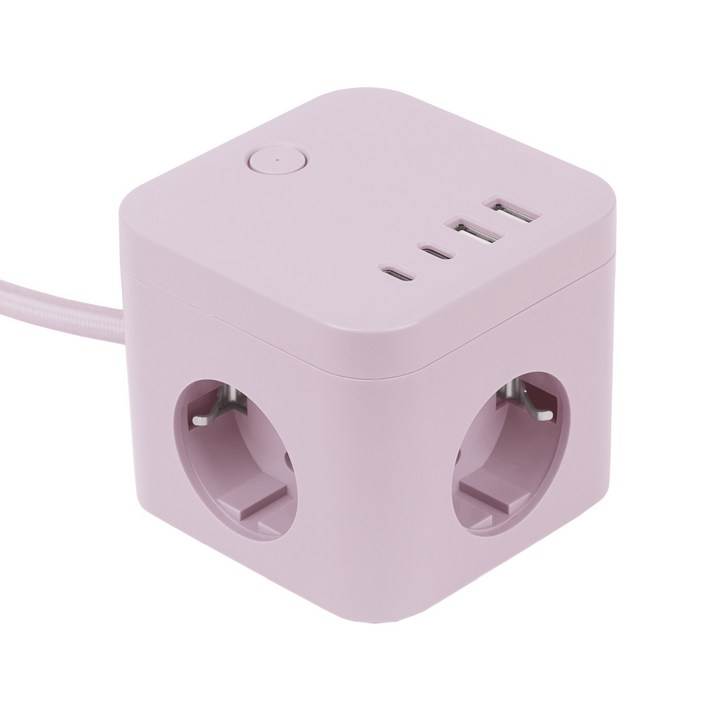 라이프썸 큐브 멀티탭 3구 4포트 USB C타입 1.8m (LFS-HA53) 10종 택1, 1개, 라일락