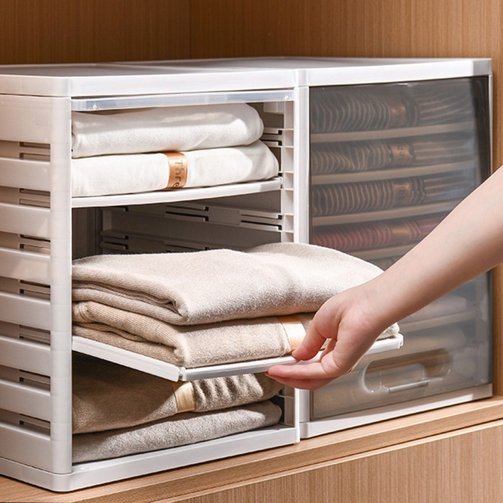 무타공마켓 2세대 칸조절 옷 정리 트레이 정리함, 1개, 브라운 8칸(칸막이 7개)