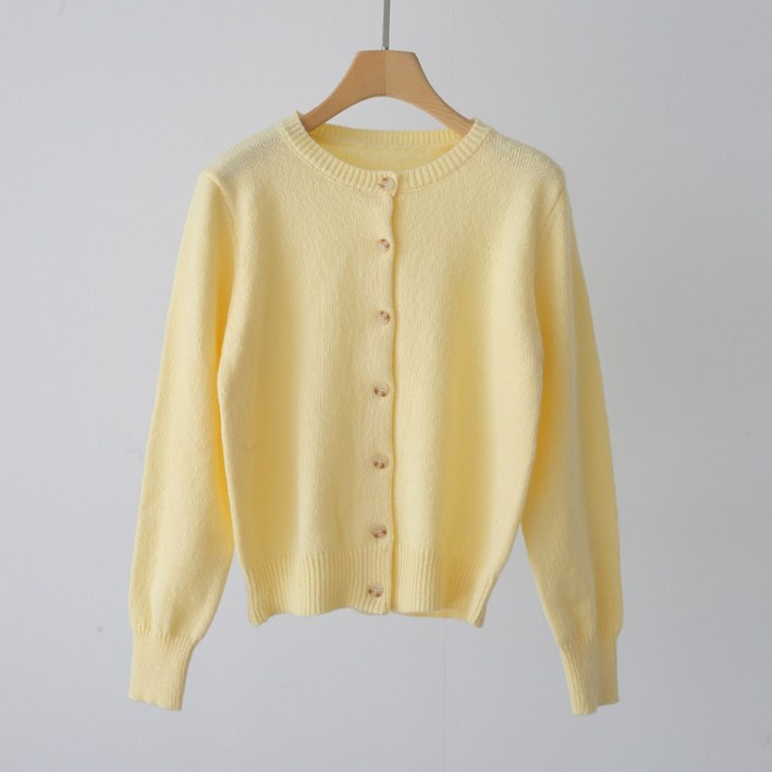 제니트 여성 보송 폭닥 라운드넥 긴팔 니트 가디건 베이직