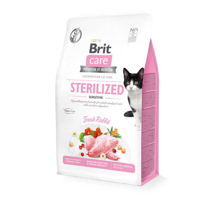 브리트 케어 그레인프리 스테럴라이즈드 센서티브 고양이 건식사료 토끼고기, 토끼, 7kg, 1개