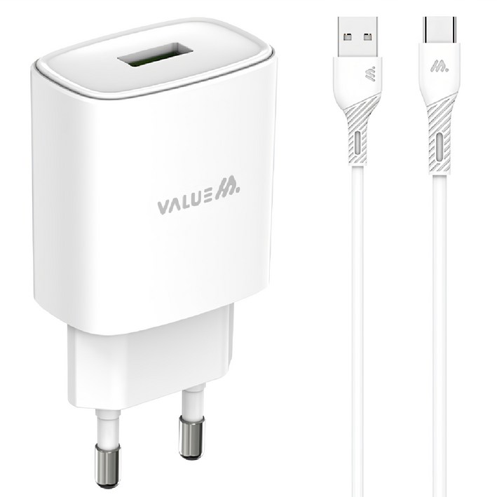 밸류엠 USB-A 18W 충전기+ C타입 케이블