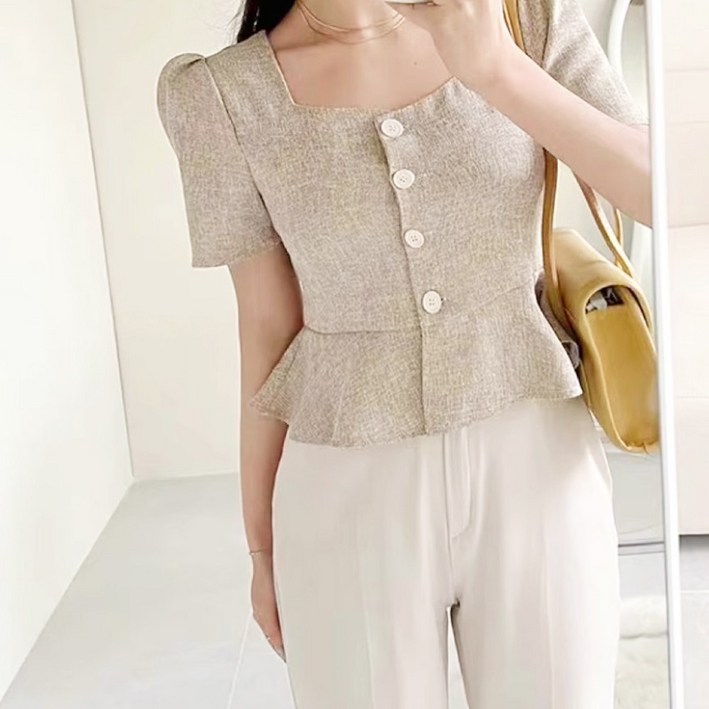 에스알비 스퀘어넥 프릴 블라우스 자켓