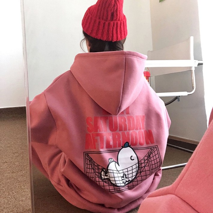 러브앤시티 면기모선택 남녀공용 사계절 레이즈 후드티셔츠 오버핏 빅사이즈