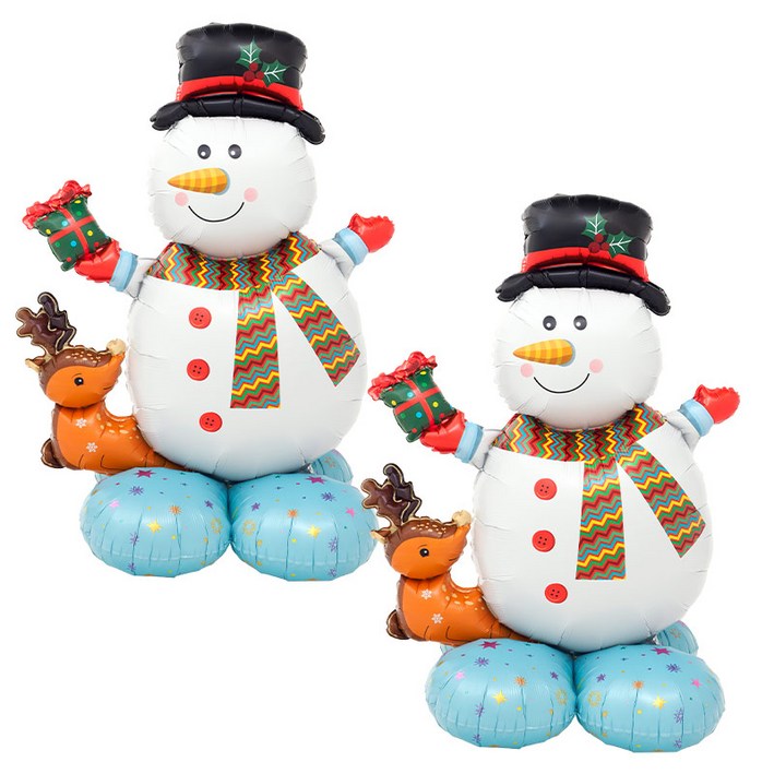 파티팡 크리스마스 XMAS 에어벌룬 눈사람과 루돌프 대형 눈사람풍선 73cm103cm 2개입, 1세트