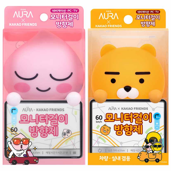 아우라 카카오프렌즈모니터걸이 방향제 어피치라이언, 1개