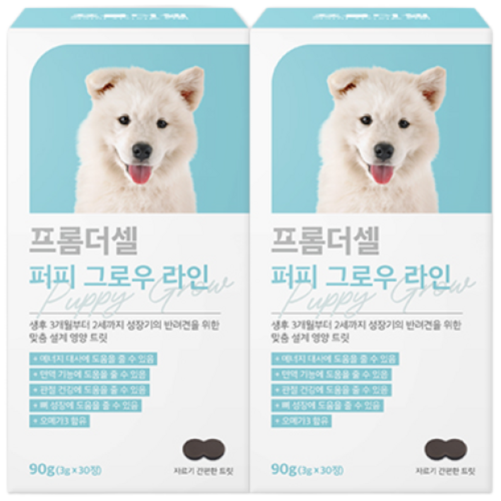 프롬더셀 강아지 성장기 영양제 관절 면역 칼슘 두뇌발달 종합비타민 30정, 30정, 종합영양제, 2개