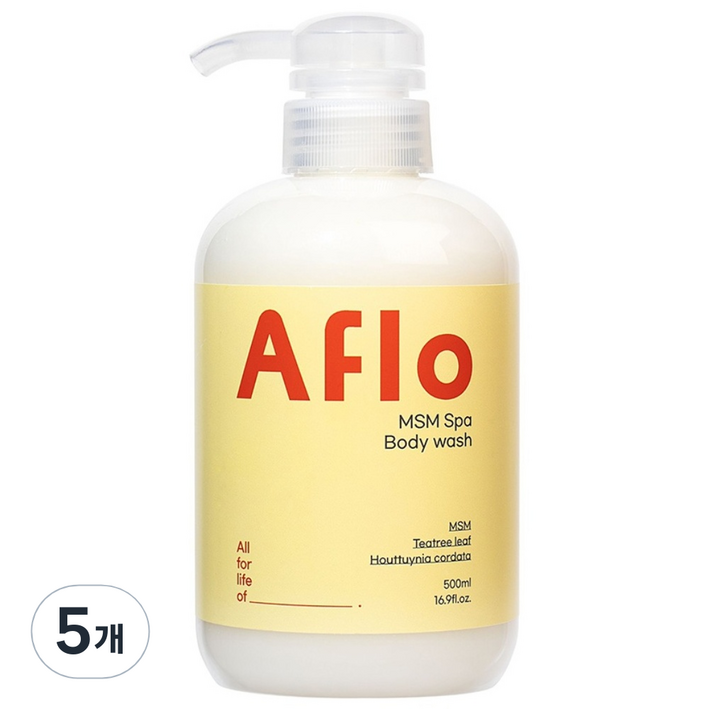 에이플로 매끈 촉촉 비건 식이유황 스파 바디워시 우디향, 5개, 500ml