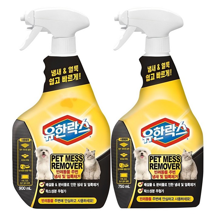유한락스 펫 메스 리무버 탈취제 900ml 750ml, 1세트 유한락스 펫 메스 리무버 탈취제 900ml 750ml, 1세트