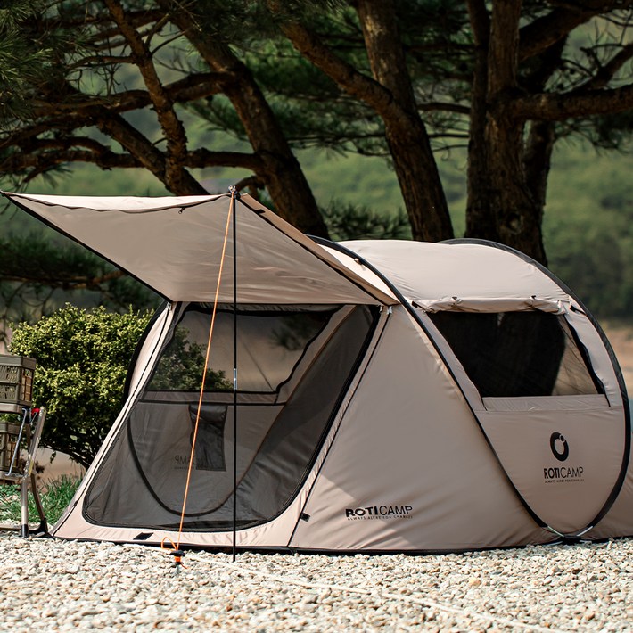 로티캠프 캐노피 그늘막 팝업 원터치 텐트, 탄, 34인용