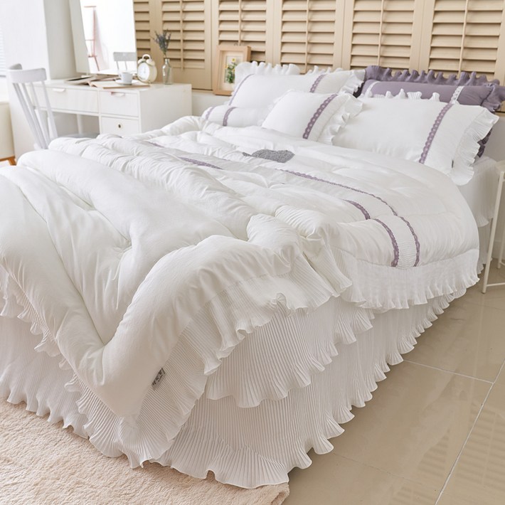 류금숙 플리츠 프릴 차렵침구 숏롱 풀세트