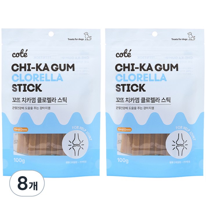 꼬뜨 치석 제거 치카껌 강아지 간식, 클로렐라, 100g, 8개 꼬뜨 치석 제거 치카껌 강아지 간식, 클로렐라, 100g, 8개