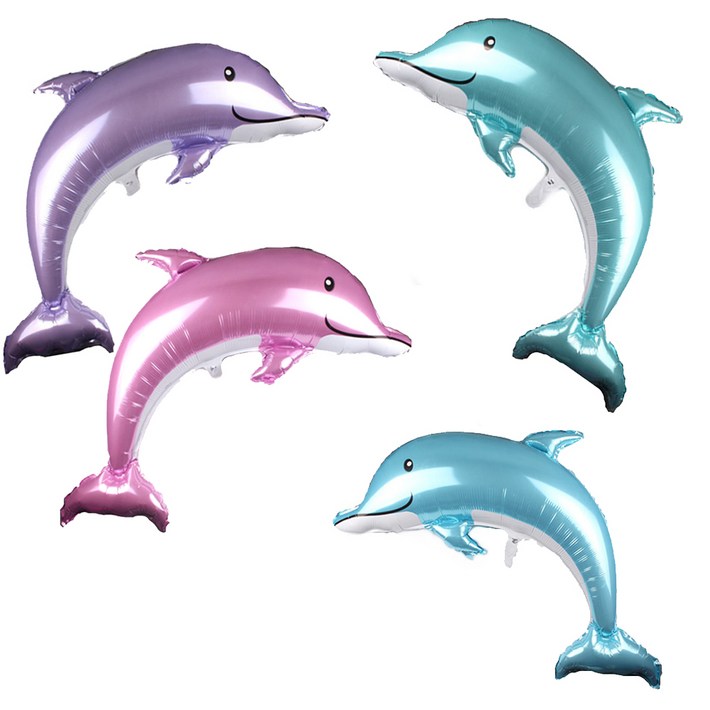 파티쇼 파스텔 돌고래 은박 풍선 세트 H, 혼합 색상, 1세트