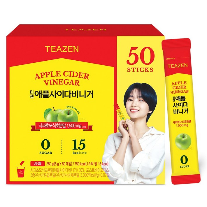 티젠 애플사이다 비니거, 250g, 1개, 5g, 50개입
