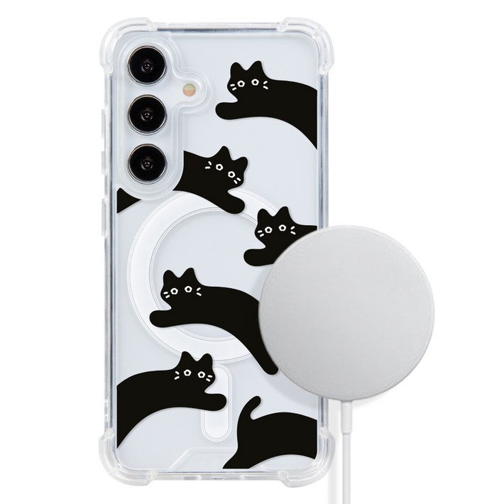 유스픽 깜냥이 맥세이프 사면보호 젤하드 휴대폰 케이스