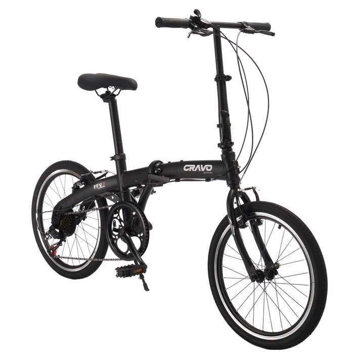 크라보 FFV7 미니벨로 시마노 7단 접이식 자전거, 매트 블랙, 153cm, 1개
