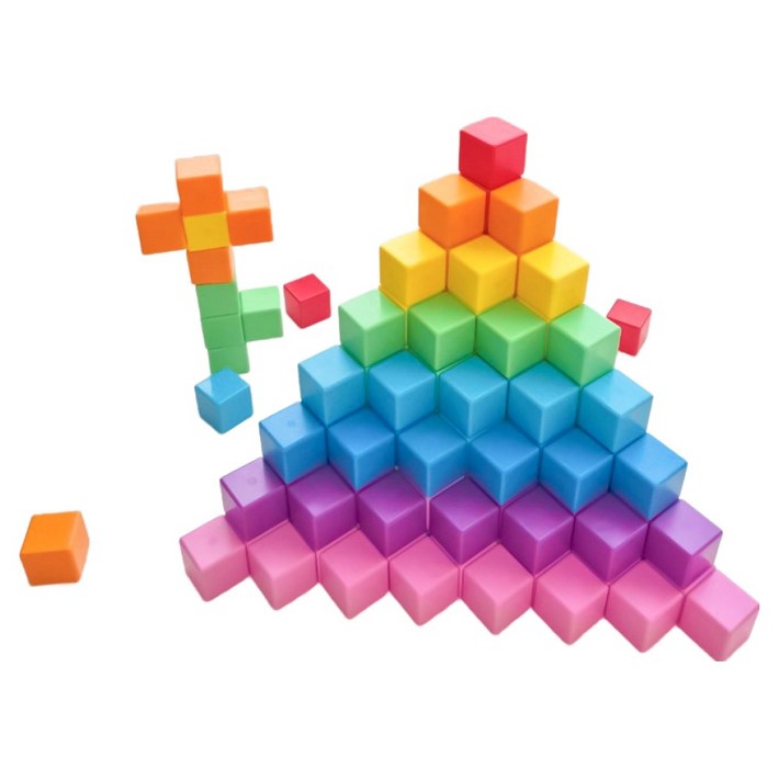 벨베이비 영유아 자석블럭 빅사이즈 네모 세트 35mm 32p, 레인보우, 1세트