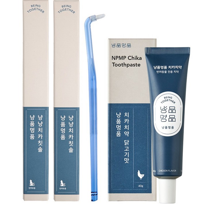 냥품멍품 냥냥 고양이 치카칫솔 2p 치카치약 닭고기맛, 40g, 1세트 냥품멍품 냥냥 고양이 치카칫솔 2p 치카치약 닭고기맛, 40g, 1세트