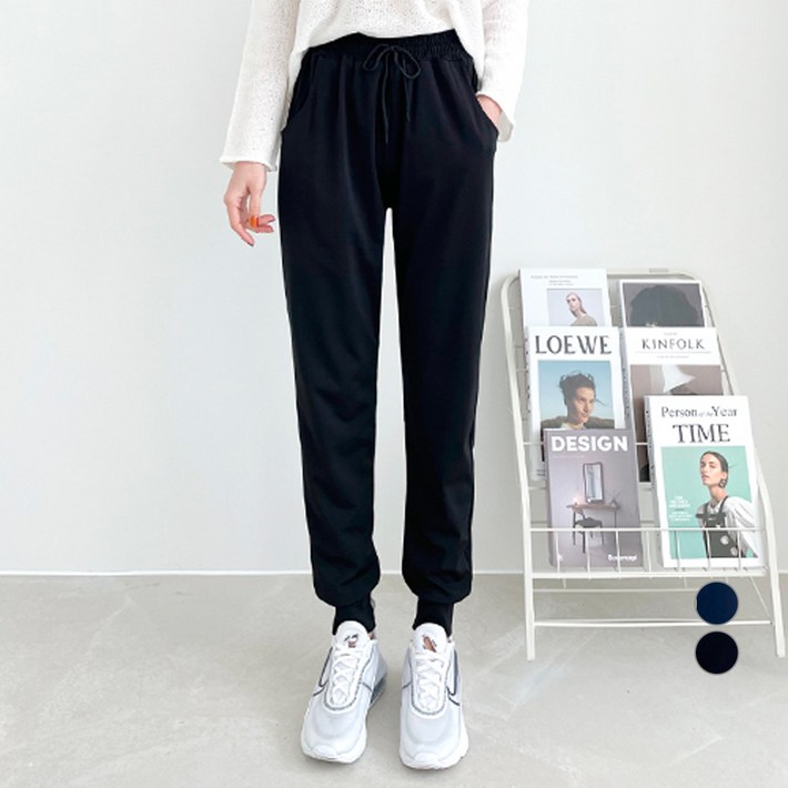 잘빠진 여성용 냉감 통기성 썸머 밴딩 쿨 조거 팬츠