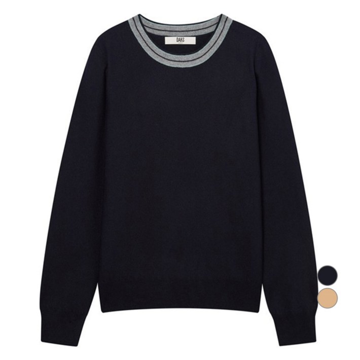 닥스 여성용 라인 배색 긴팔 울 니트 DLSW4DE99