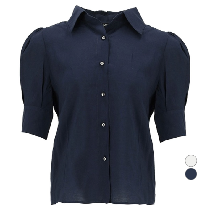 숲 여성용 소매 셔링 카라 블라우스 SA6SS3B