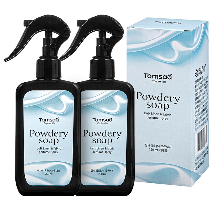 탐사 대용량 섬유향수 스프레이 타입 탈취제 룸 스프레이, 2개, 250ml, 깨끗한 비누향