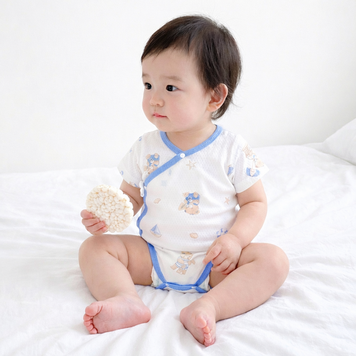 베베니즈 신생아용 쿨순면 배냇 반팔바디수트