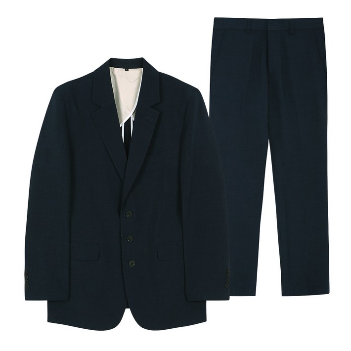 듀아크 남성용 빅사이즈 여름용 포멀 린넨쓰리버튼 수트 세트